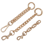 3Pcs 3 Style Alloy & Iron Link Chain Bag Strap Extenders, with Swivel Clasp, for Purse Clutch Bag, Golden, 120~164mm, 1pc/style(FIND-CA0007-77)