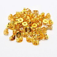 Brass Ear Nuts, Friction Earring Backs for Stud Earrings, Cadmium Free & Nickel Free & Lead Free, Golden, 5x5x3mm, Hole: 1mm(KK-M163-02G-NR)