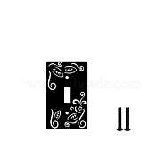 Iron Light Switch Plate Outlet Cover, Metal Switch Plates Decoration, with Screws, Rectangle with Leaf Pattern, Black, 114x69mm(AJEW-WH0197-034)