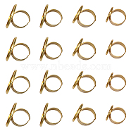 16Pcs 4 Size Adjustable Brass Finger Rings Components, Pad Ring Base Settings, Flat Round, Golden, US Size 6~7 3/4(16.5~17.9mm), Tray: 16~25mm, 4Pcs/size(KK-CA0002-22G)