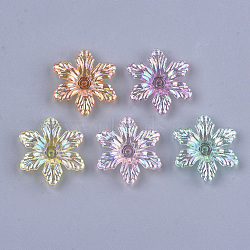 Transparent Acrylic Bead Caps, AB Color, 6-Petal, Flower, Mixed Color, 5x28x25mm, Hole: 1.8mm, about 630pcs/500g(TACR-T007-06)