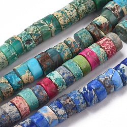 Natural Imperial Jasper Beads Strands, Dyed, Column, Mixed Color, 6~6.5x3~3.5mm, Hole: 1.2mm, about 115pcs/strand, 15.35 inch~15.74 inch(39~40cm)(G-I263-01)