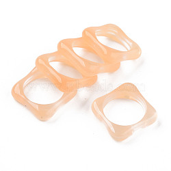 Imitation Jelly Style Resin Finger Rings, Square, Light Salmon, US Size 7 1/4(17.7mm)(RJEW-S046-001-C01)