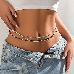 3Pcs Glass Seed Beaded Layered Waist Chains for Summer Beach, Colorful, 760mm(WG49EE4-02)