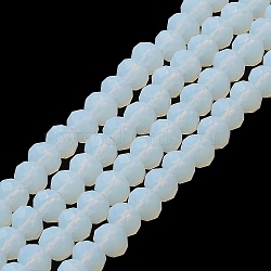Imitation Jade Solid Color Glass Beads Strands, Faceted, Frosted, Rondelle, Light Cyan, 4mm, Hole: 1mm(EGLA-A034-J4mm-MD06)
