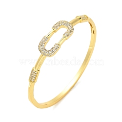 Brass Micro Pave Clear Cubic Zirconia Hollow Rectangle Hinged Bangles for Woman, Real 18K Gold Plated, 1/8~1/2 inch(0.3~1.2cm), Inner Diameter: 2-3/8 inch(6cm)(BJEW-M312-03B-G)