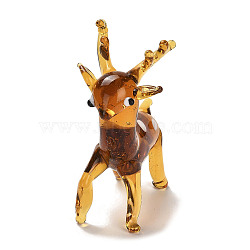 Handmade Lampwork 3D Animal Ornaments, for Home Office Desktop Decoration, Deer, 54x27x66mm(LAMP-H064-01F)