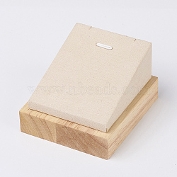 Wood Pendant Displays, with Faux Suede, Rectangle, PeachPuff, 7x4.9x7.9cm(ODIS-E013-01A)