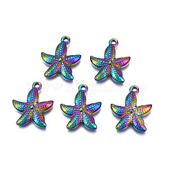 Ion Plating(IP) 304 Stainless Steel Pendants, Flower, Rainbow Color, 22.5x19x4mm, Hole: 2mm(STAS-N098-057)