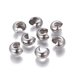 304 Stainless Steel Crimp Beads Covers, Stainless Steel Color, 10.5mm Long, 9mm In Diameter, 6mm Thick.(X-STAS-P239-34P-02)