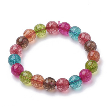 Synthetic Quartz Stretch Bracelets, Dyed, Round Beaded Bracelets, Colorful, 2 inch(50~52mm), Bead: 6mm