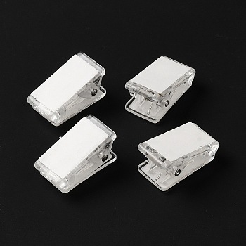 Transparent PP Plastic Clips, with Double-Sided Sticker, Rectangle, Clear, 26x13x13mm, 4pcs/bag