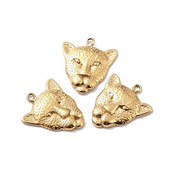 Ion Plating(IP) 316 Surgical Stainless Steel Pendants, Lion Head, Golden, 13x12x2mm, Hole: 1mm