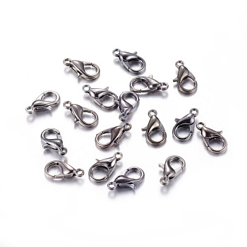Zinc Alloy Lobster Claw Clasps, Parrot Trigger Clasps, Cadmium Free & Nickel Free & Lead Free, Gunmetal, 12x6mm, Hole: 1.2mm