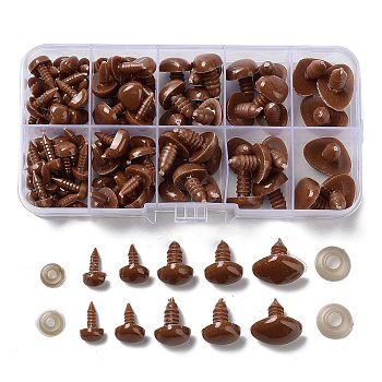 106Pcs Triangle Plastic Doll Craft Safety Noses, with 106Pcs Spacer, Toy Accessories, Sienna, 9x6x15.5mm
