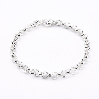 Women's 304 Stainless Steel Rolo Chain Bracelets, with Lobster Claw Clasps, Silver, 7-1/2 inch(19.2cm)