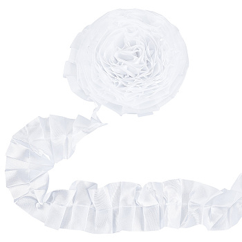 Ruffled Cloth Ribbon, Pleated Ribbon, Garment Accesories, Snow, 2 inch(50mm), about 4.92 Yards(4.5m)/Card