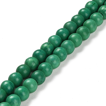 Synthetic Turquoise Beads Strands, Round, Dyed, Green, 6x5.5mm, Hole: 1mm, about 72~73pcs/strand, 15.87~16.14 inch(40.3~41cm)
