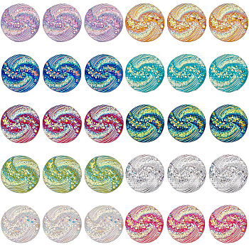 150Pcs 10 Colors Flat Back Resin Rhinestone Cabochons, Flat Round with Vortex Pattern, Mixed Color, 11.5x3mm, 15pcs/color