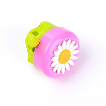 Iron Bicycle Bell, with Plastic Finding, Bicycle Accessories, Round with Chrysanthemum, Violet, 70x54x56mm, Hole: 20mm