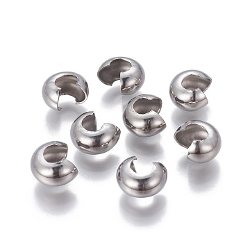 304 Stainless Steel Crimp Beads Covers, Stainless Steel Color, 10.5mm Long, 9mm In Diameter, 6mm Thick.