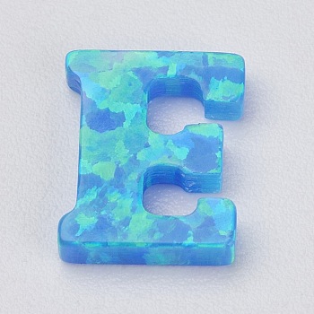 Synthetic Opal Charms, Letter.E, 10x8x2mm, Hole: 0.8mm