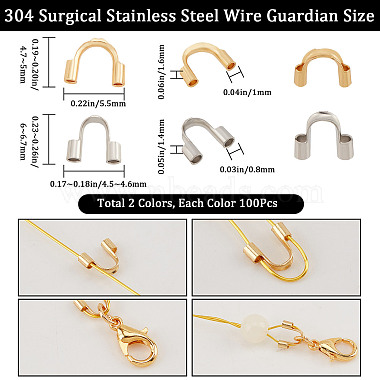 200Pcs 2 Style 304 Surgical Stainless Steel Wire Guardian and Protectors(STAS-CN0001-27)-2