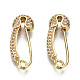 Brass Micro Pave Clear Cubic Zirconia Safety Pin Earrings(EJEW-S208-116-NF)-1