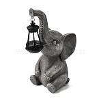 Resin Elephant Statue with Solar Lantern Outdoor Figurine Display Decorations, for Home Office Garden Decoration, Light Grey, 130x107x220mm(DJEW-G051-01)