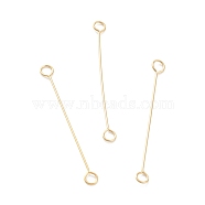 316 Surgical Stainless Steel Eye Pins, Double Sided Eye Pins, Real 18K Gold Plated, 25x2.5x0.4mm, Hole: 1.4mm(STAS-P277-A03-G)