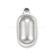 304 Stainless Steel Pendants, Oval Charm, Stainless Steel Color, 17x8x2.5mm, Hole: 2mm(STAS-F287-50P)
