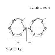 304 Stainless Steel Enamel Hoop Earrings, Huggie Hoop Earrings for Women, Ring, Stainless Steel Color, 25x4mm(AU7915-5)