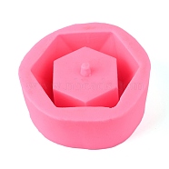 3D Hexagon Flower Pot Food Grade Silicone Mold, Ceramic Cement Clay Mold, for DIY Succulent Plant Resin Casting Making, Hot Pink, 130x58mm, Inner Diameter: 113x50mm(DIY-K024-04)
