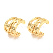 Rack Plating Brass Hollow Cuff Earrings, Non Piercing Earrings, Long-Lasting Plated, Lead Free & Cadmium Free, Real 18K Gold Plated, 12x13x9mm(EJEW-A028-52G)