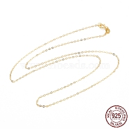 925 Sterling Silver Cable Chains Necklace for Women, Golden, 17.72 inch(45cm)(STER-I021-05G)