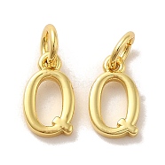 Brass Pendants, with Jump Ring, Letter Q, 10x6x1.5mm, Ring: 5x1mm, inner diameter: 3mm(KK-M273-03G-Q)