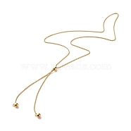 Round Beads Lariat Necklace for Girl Women, 304 Stainless Steel Venetian Chains/Box Chain Necklace, Golden, 25.19 inch(64cm)(NJEW-JN03709)