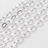 Iron Cable Chains, Unwelded, Flat Oval, Cadmium Free & Lead Free, Silver Color Plated, 7x5.1x1.2mm(X-CH-1.2PYSZ-S)