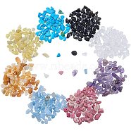Gemstone Chips Beads, Natural Aquamarine, Quartz Crystal, Amethyst, Obsidian, Natural Jade, , Rhodochrosite, Synthetic Turquoise, Mixed Color, 5~8x5~8mm, Hole: 1mm(G-PH0034-01)