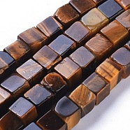 Natural Tiger Eye Beads Strands, Cube, 5.5~6.5x5.5~6.5x5.5~6.5mm, Hole: 0.8mm, about 62pcs/strand, 15.63 inch(39.7cm)(G-D0020-09A)