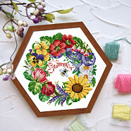 Summer Theme Flower Pattern Cross-stitch Beginner Kits, including Embroidery Fabric & Thread, Needle, Colorful, 370x370mm(PW-WG32524-01)
