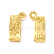 Rack Plating Alloy Pendants, 100 Dollars Charms, Matte Gold Color, 15.5x8x2mm, Hole: 1.2mm(FIND-H034-09G)
