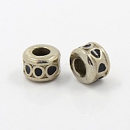Alloy European Beads, with Enamel, Large Hole Beads, Lead Free & Cadmium Free & Nickel Free, Column, Platinum Color, Size: about 10mm in diameter, 7mm thick, hole: 4.5mm(LFD8226Y-3-NF)