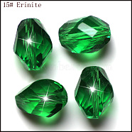 Imitation Austrian Crystal Beads, Grade AAA, Faceted, Bicone, Green, 8x10.5mm, Hole: 0.9~1mm(SWAR-F077-11x8mm-15)