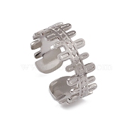 304 Stainless Steel Handrail Open Cuff Rings for Women, Stainless Steel Color, Inner Diameter: 17.6mm(RJEW-G285-30P)