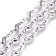 304 Stainless Steel Link Chains, Soldered, Twisted, Stainless Steel Color, 11.5x3.5x2mm(STAS-P219-35)