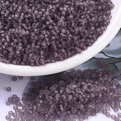 MIYUKI Round Rocailles Beads, Japanese Seed Beads, (RR142F) Matte Transparent Smoky Amethyst, 11/0, 2x1.3mm, Hole: 0.8mm, about 1100pcs/bottle, 10g/bottle(SEED-JP0008-RR0142F)