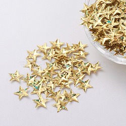 Ornament Accessories Plastic Paillette/Sequins Beads, Star, Gold, 10x10x0.8mm, Hole: 1mm(PVC-E001-05-LS01)