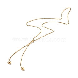Round Beads Lariat Necklace for Girl Women, 304 Stainless Steel Venetian Chains/Box Chain Necklace, Golden, 25.19 inch(64cm)(NJEW-JN03709)
