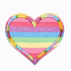 Heart Appliques, Computerized Embroidery Cloth Iron on/Sew on Patches, Costume Accessories, Colorful, 64.5x67x1mm(DIY-S041-109)